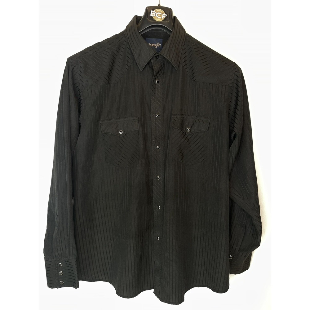 Wrangler‎ mens black pealsnap button up sz xl black
